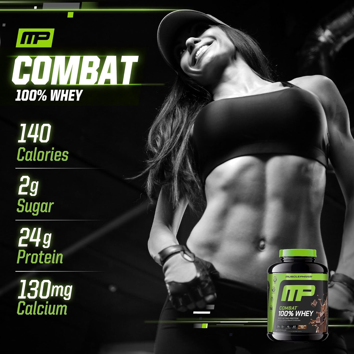 Combat 100% Whey Protein Powder, Chocolate Milk, Fast Recovery & Muscle Gain with Whey Protein Isolate, High Protein Powder for Women & Men, Gluten Free, 5 Lb, 70 Servings