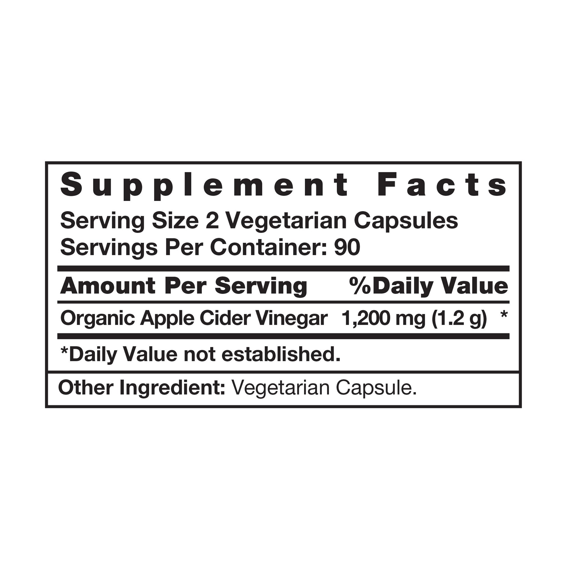Apple Cider Vinegar 1200 Mg., 180 Capsules