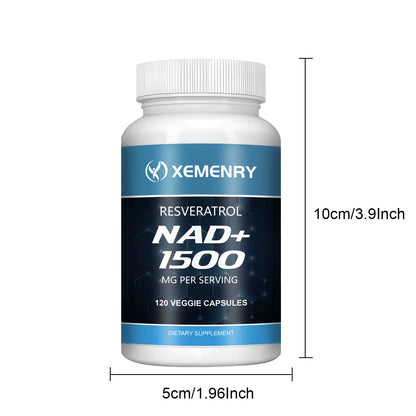 Nad+Supplements - with Resveratrol - Natural Energy Supplement, Support Cell Health, Anti-Aging, Enhance Immunity - 120 Capsules