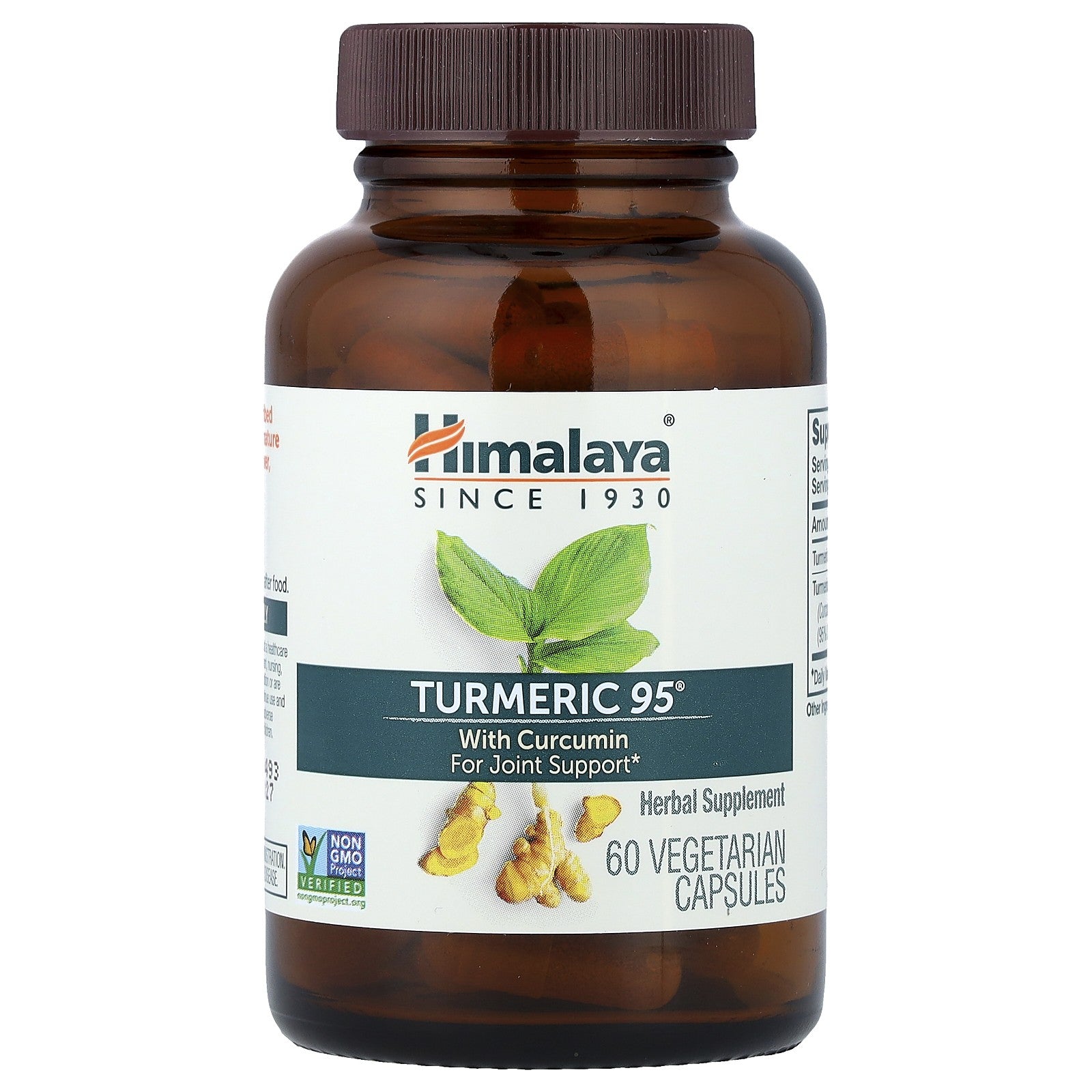 Himalaya Turmeric 95 with Curcumin 60 Vegetarian Capsules Gluten-Free,
