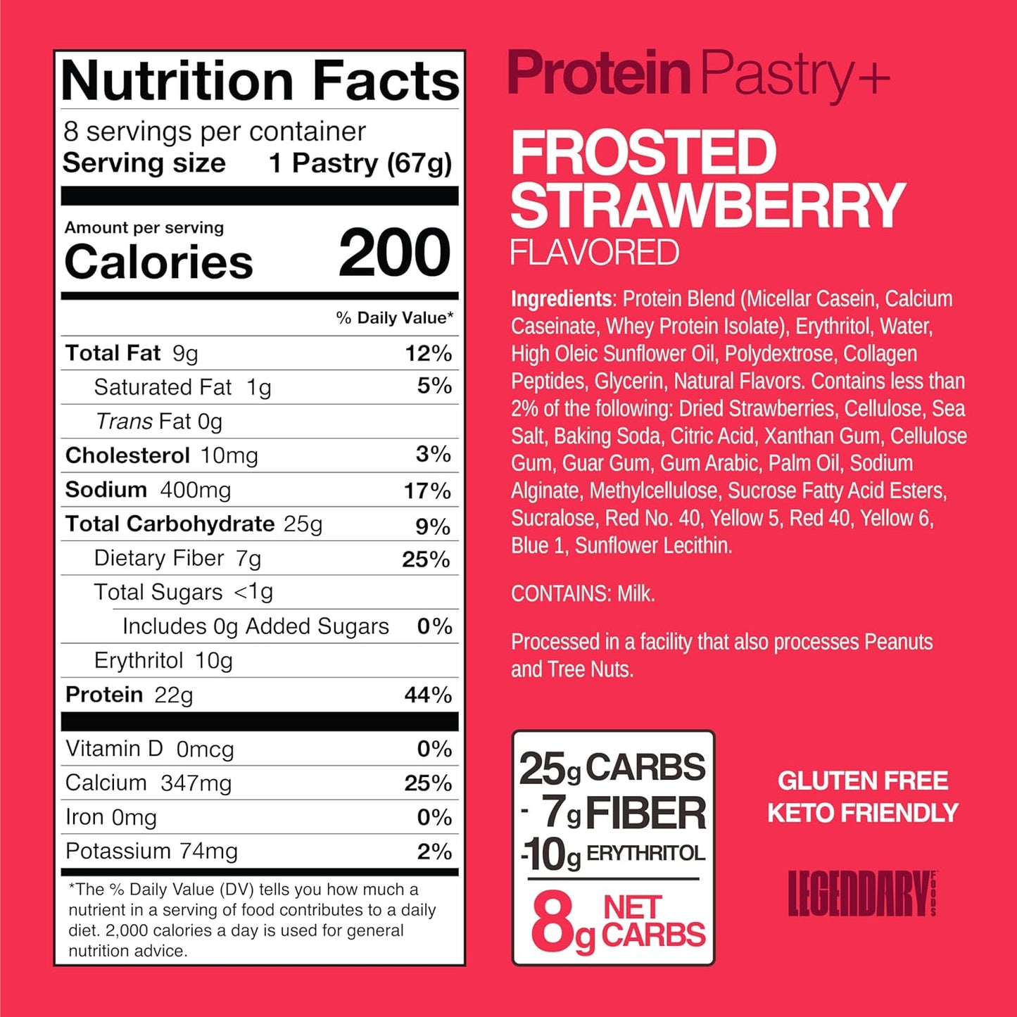 22 G High Protein Pastry+ Premium Boosted - Low Carb Meal Replacement Bar - Gluten Free Protien Snacks - Healthy Keto Snack Box - Low Sugar Energy Bar - Bariatric Diabetic Friendly