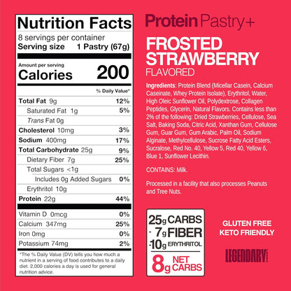 22 G High Protein Pastry+ Premium Boosted - Low Carb Meal Replacement Bar - Gluten Free Protien Snacks - Healthy Keto Snack Box - Low Sugar Energy Bar - Bariatric Diabetic Friendly