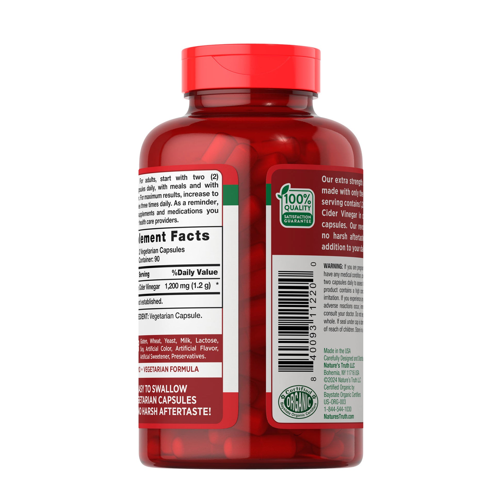 Apple Cider Vinegar 1200 Mg., 180 Capsules