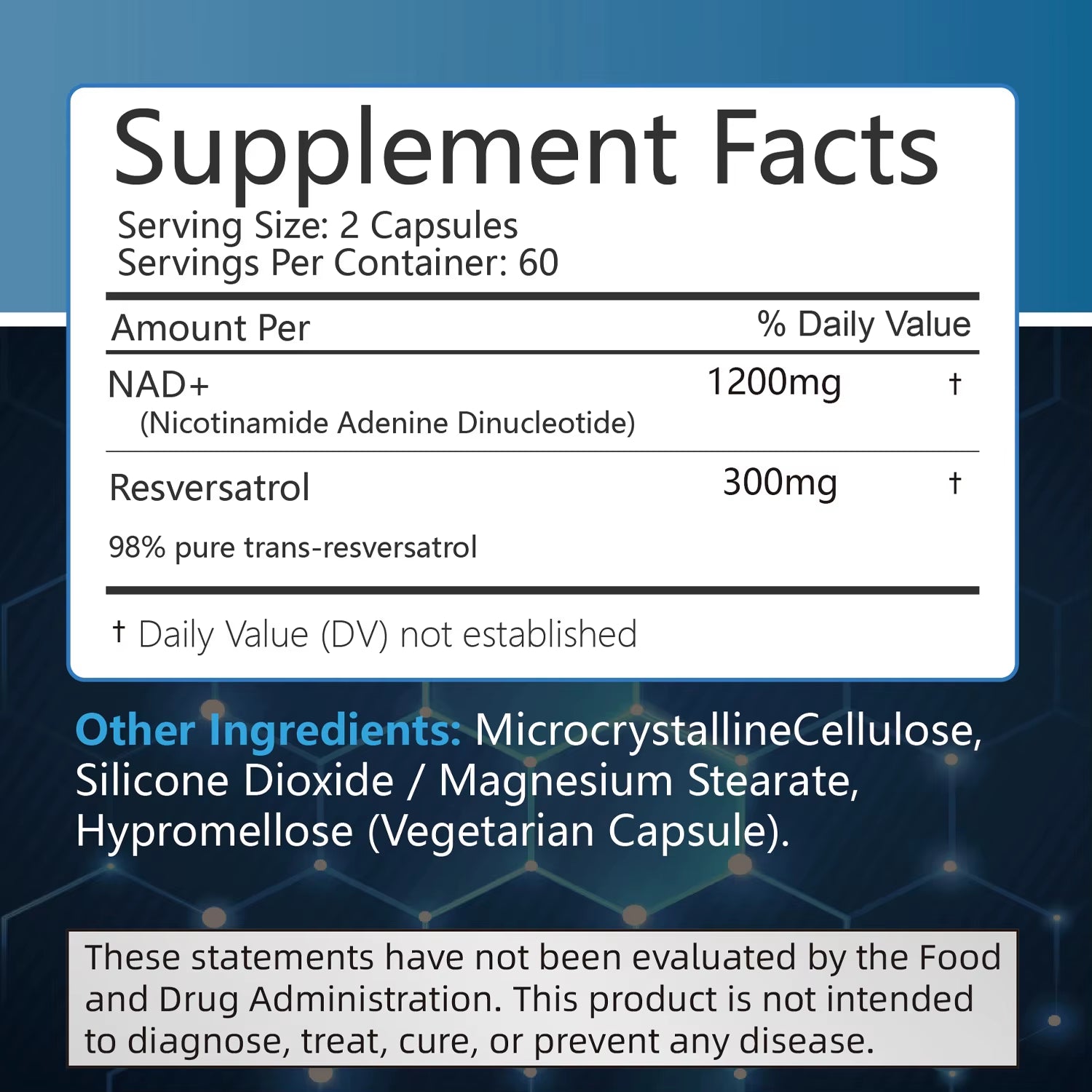Nad+Supplements - with Resveratrol - Natural Energy Supplement, Support Cell Health, Anti-Aging, Enhance Immunity - 120 Capsules